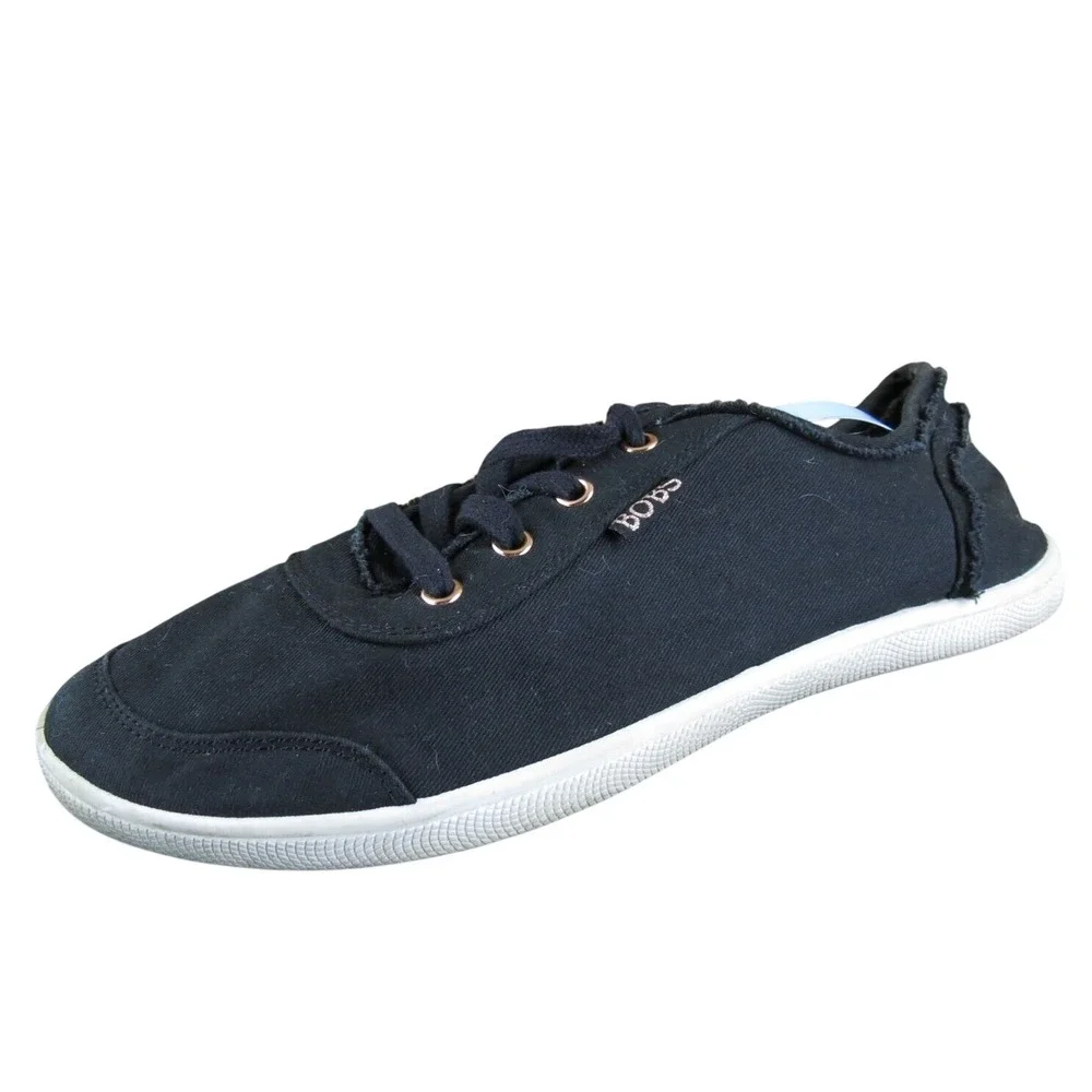 Bobs By Skechers Women's Rosegold Memory Foam Sneaker Black Fabric Sz 8.5 Medium